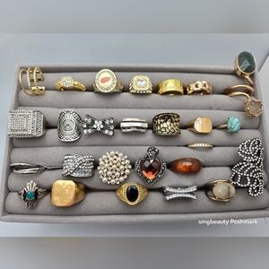 Lot of 25 Assorted Rings Mixed Sizes & Colors Fashion Jewelry